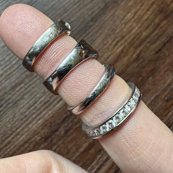 VINTAGE ESTATE LOT Sterling Silver DQ CZ Tennis Bracelet Rings Pendants Earrings - Picture 13 of 17